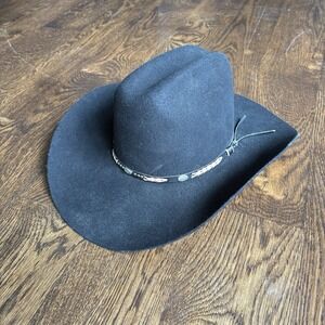Rodeo King Size 7 Long Oval 3X Wool Blend Black Cowboy Hat Western USA Felt